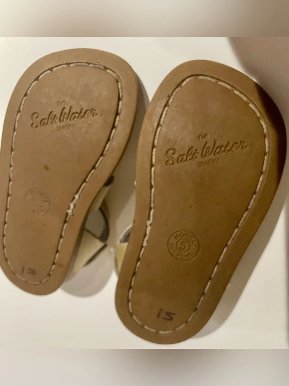 Sun San/Saltwater Swimmer Gold Leather Waterproof Sandals Toddler Size 5